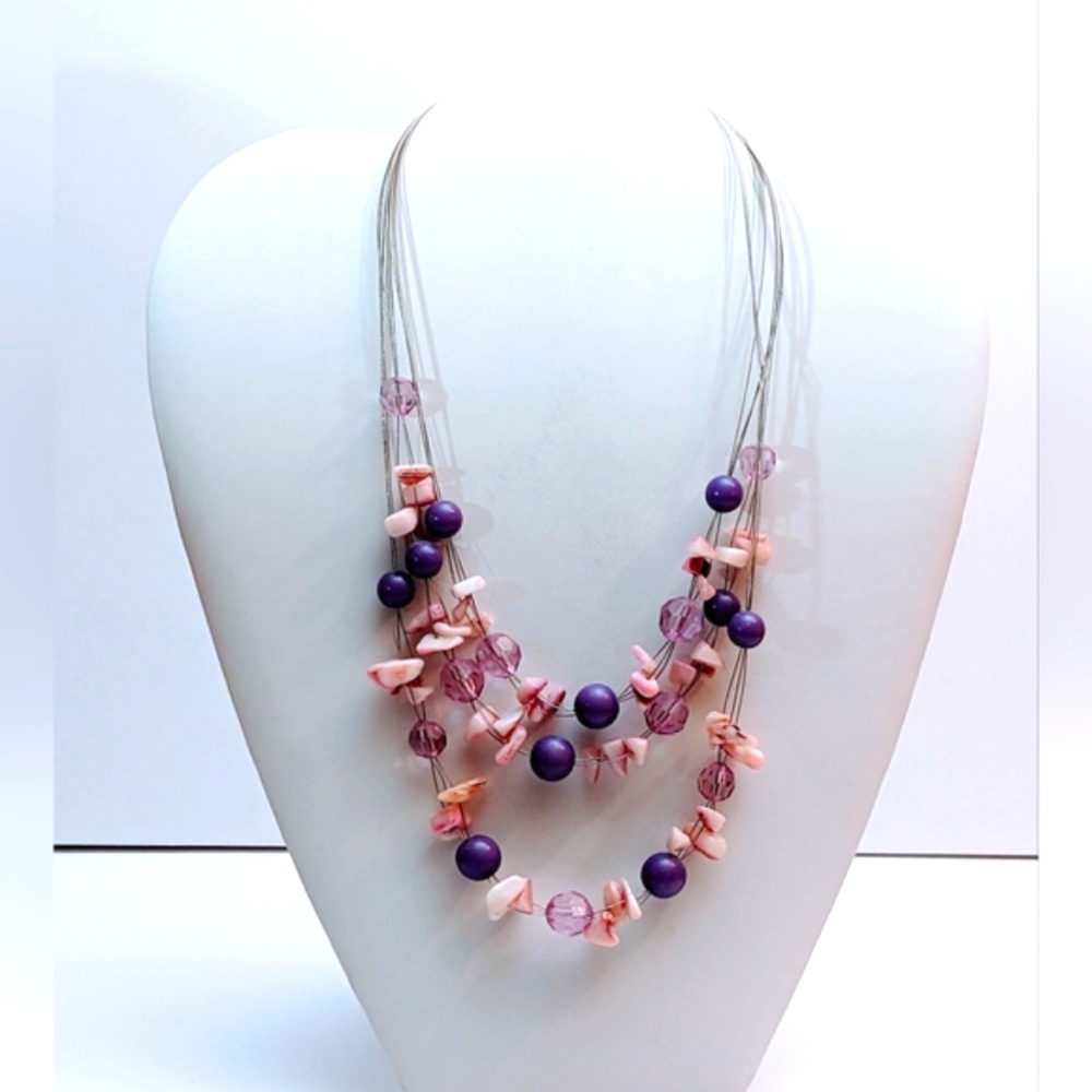 Vintage Floating Shells and Beads Necklace